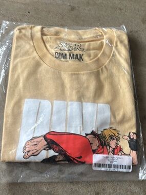 Street Fighter Ken vs Ryu Gaming T-Shirt Men Capcom New Official Gold Large C-1